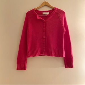 Hot pink chunky knit cardigan